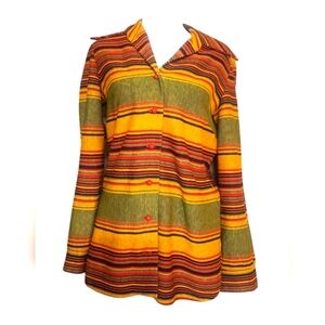 Fab Vintage 70s Wide Lapel Kitchy & Fun Striped Multicolor Jacket S/M EUC